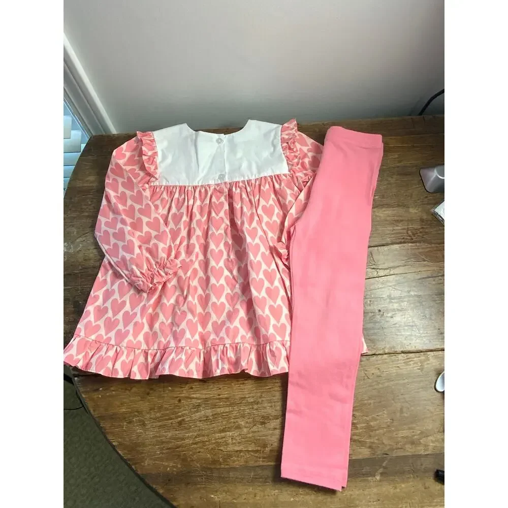 Stitchy Fish 2pc Girl's Valentine's Long sleeve/pants outfit size 4T‎